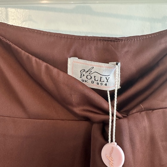 Oh Polly Chocolate Brown Maxi Skirt With Cut Out - Picture 3 of 7